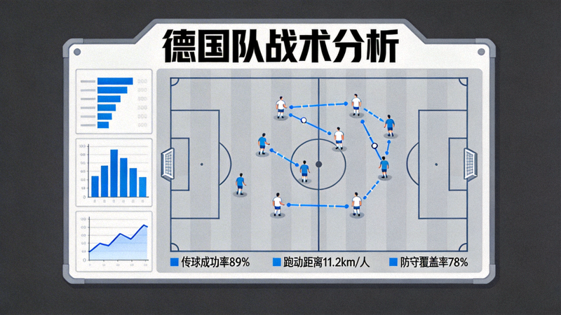 德国队严谨的战术分析板和数据统计图表